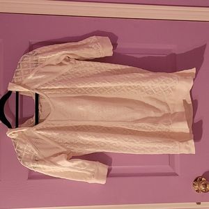 Cream knit hooded short sleeve